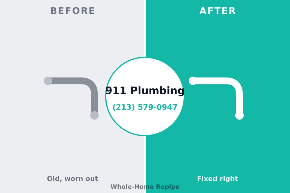 Before and after: plumbing repair Wauregan, CT